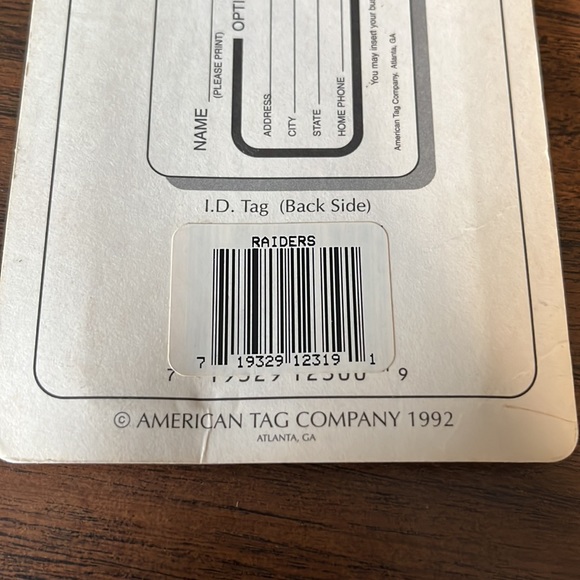 UNOPENED: 1992 Los Angeles Raiders Team NFL Identification Tag - Picture 5 of 5
